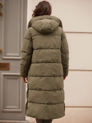 Khaki Green Shower Resistant Padded Hooded Coat - Image 3 of 9