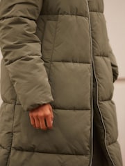 Khaki Green Shower Resistant Padded Hooded Coat - Image 5 of 9