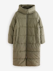 Khaki Green Shower Resistant Padded Hooded Coat - Image 6 of 9