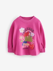 Purple Padded Characters Long Sleeve 100% Cotton T-Shirt (3mths-7yrs) - Image 1 of 4