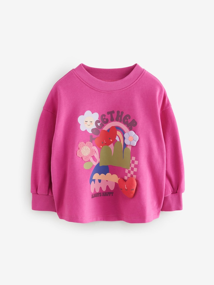 Purple Padded Characters Long Sleeve 100% Cotton T-Shirt (3mths-7yrs) - Image 1 of 4 Purple Padded Characters Long Sleeve 100% Cotton T-Shirt (3mths-7yrs) - Image 1 of 4