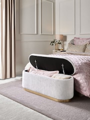 Lipsy Silver Grey Soft Chenille Laurel Ottoman Storage - Image 2 of 7