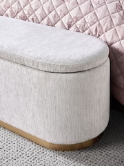 Lipsy Silver Grey Soft Chenille Laurel Ottoman Storage - Image 3 of 7
