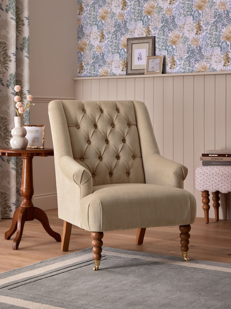 Laura Ashley Baron Chenille Hazelnut Ropsley High Back Accent Chair - Image 1 of 8