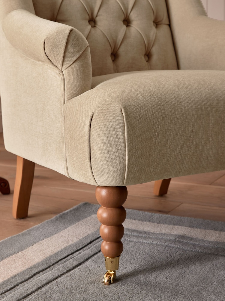 Laura Ashley Baron Chenille Hazelnut Ropsley High Back Accent Chair - Image 2 of 8