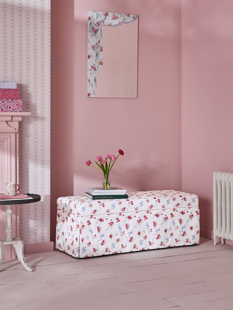 Cath Kidston Rose and Bows Cream Thrilled Storage Ottoman - Image 1 of 9