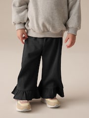 Black Textured Frill Hem Wide Trousers (3mths-7yrs) - Image 1 of 5