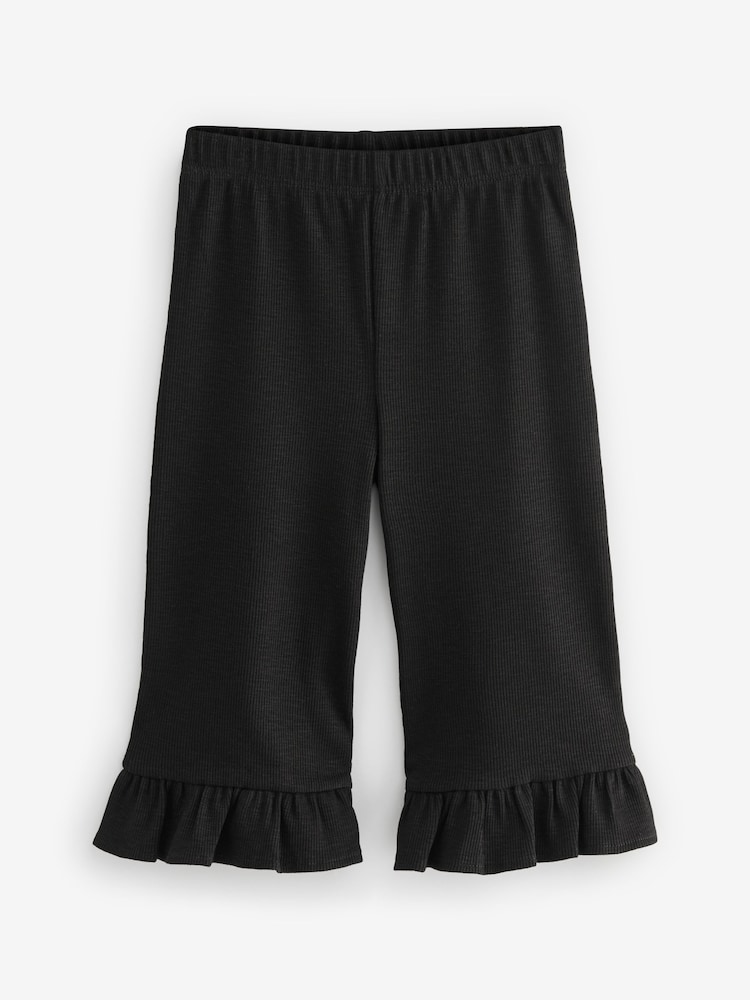 Black Textured Frill Hem Wide Trousers (3mths-7yrs) - Image 2 of 5
