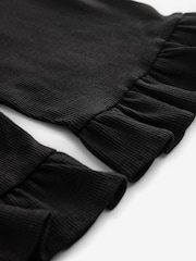 Black Textured Frill Hem Wide Trousers (3mths-7yrs) - Image 4 of 5