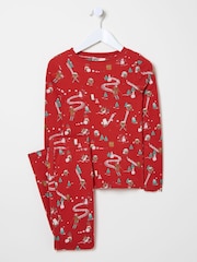 FatFace Red Christmas Print Pyjama Set - Image 6 of 6