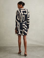 Reiss Ciara Geometric Print Belted Mini Dress - Image 4 of 5