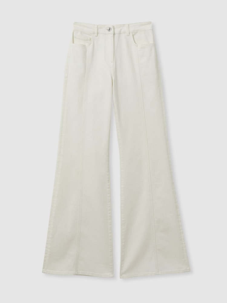 Reiss Ecru Juniper Petite Flared Front Seam Jeans - Image 2 of 6
