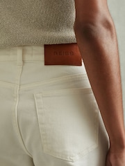 Reiss Ecru Juniper Petite Flared Front Seam Jeans - Image 4 of 6