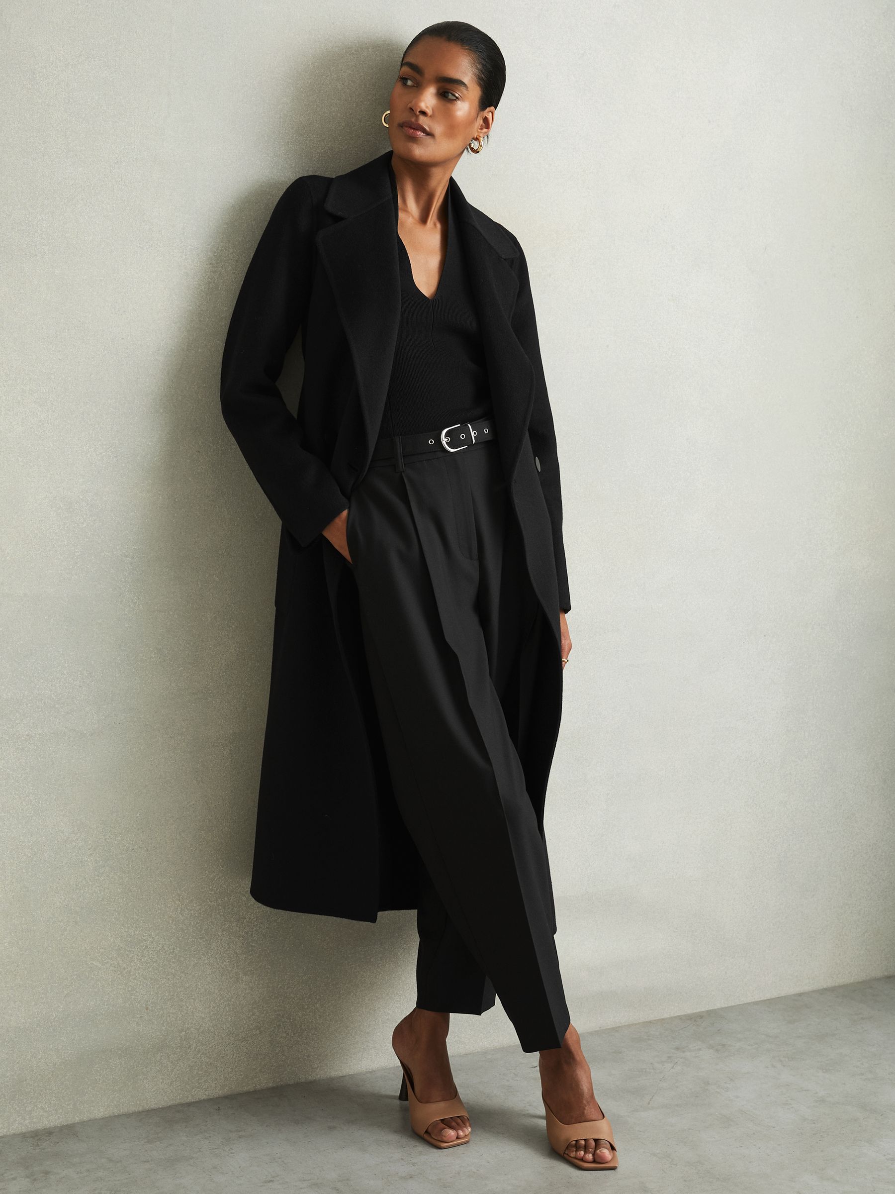 Buy Reiss Black Lucia Wool Blend Double Breasted Blindseam Coat from Next Luxembourg