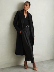 Reiss Black Lucia Wool Blend Double Breasted Blindseam Coat - Image 1 of 6