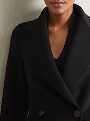 Reiss Black Lucia Wool Blend Double Breasted Blindseam Coat - Image 4 of 6