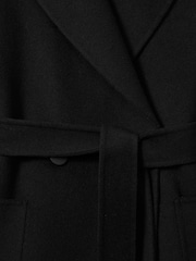 Reiss Black Lucia Wool Blend Double Breasted Blindseam Coat - Image 6 of 6