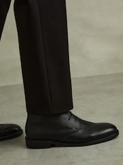 Reiss Black Cooper Grained Leather Chukka Boots - Image 2 of 6