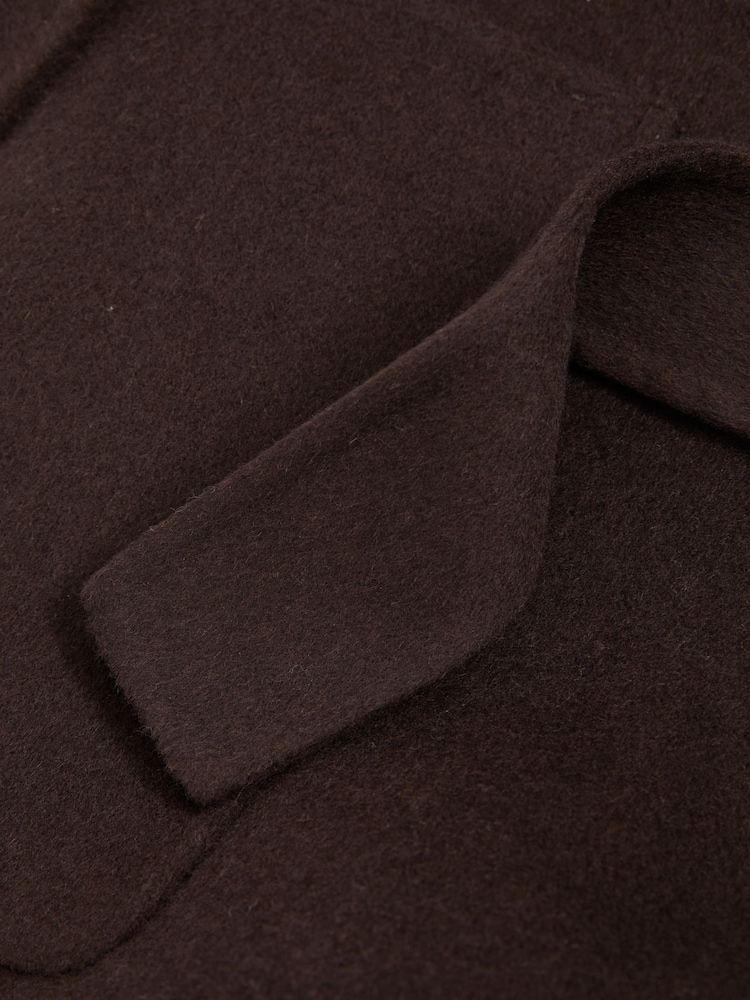 Шоколадный - Reiss Шерсть Lucia Blend двубортный плащ с потайным швом - Image 6 of 6