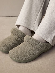 Khaki Green Borg Eva Clog Slippers - Image 3 of 8
