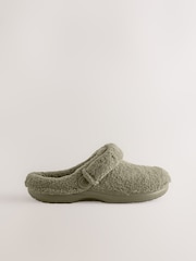 Khaki Green Borg Eva Clog Slippers - Image 5 of 8
