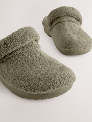 Khaki Green Borg Eva Clog Slippers - Image 7 of 8