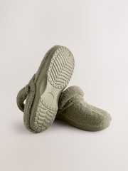 Khaki Green Borg Eva Clog Slippers - Image 8 of 8