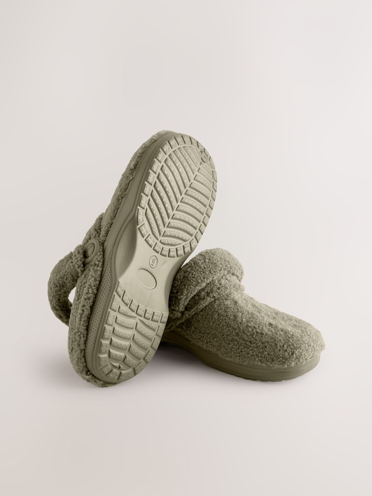 Khaki Green Borg Eva Clog Slippers - Image 8 of 8