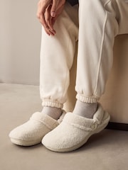 Ecru Borg Eva Clog Slippers - Image 1 of 8
