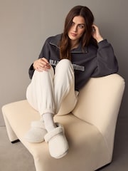 Ecru Borg Eva Clog Slippers - Image 2 of 8