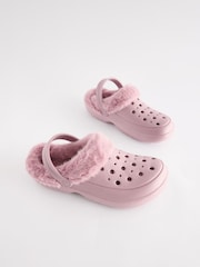 Pink Womens Faux Fur Lined Clogs Slippers - Image 4 of 8