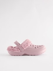 Pink Womens Faux Fur Lined Clogs Slippers - Image 5 of 8
