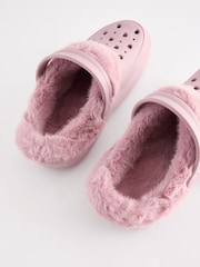 Pink Womens Faux Fur Lined Clogs Slippers - Image 6 of 8