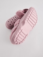 Pink Womens Faux Fur Lined Clogs Slippers - Image 7 of 8