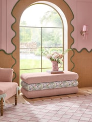 Cath Kidston Rose Thread Pink Chenille with Tiny Town Mallow Storage Ottoman - Image 1 of 8
