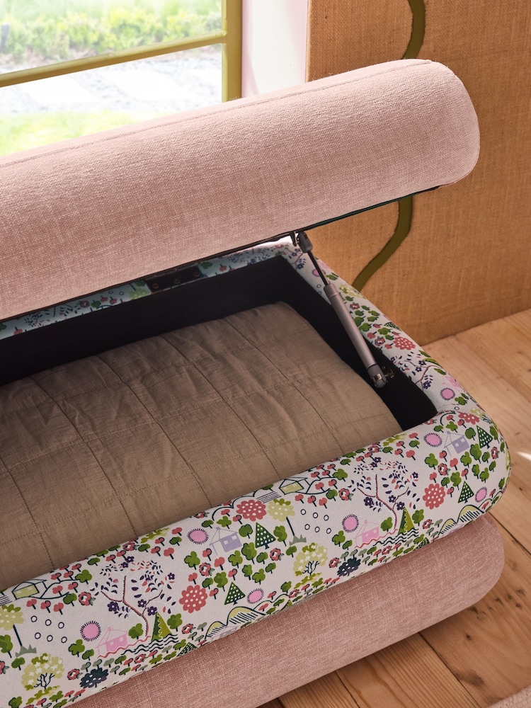 Cath Kidston Rose Thread Pink Chenille with Tiny Town Mallow Storage Ottoman - Image 2 of 8