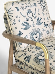 Rockett St George Celeste Hearts and Flowers Natural Signature Accent Chair - Image 11 of 11