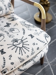 Rockett St George Celeste Hearts and Flowers Natural Signature Accent Chair - Image 2 of 11