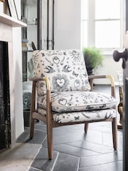 Rockett St George Celeste Hearts and Flowers Natural Signature Accent Chair - Image 4 of 11