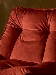 Rockett St George Luxe Needlecord Velvet Burnt Sienna Orange Lounge Lover Swivel Accent Chair - Image 3 of 8