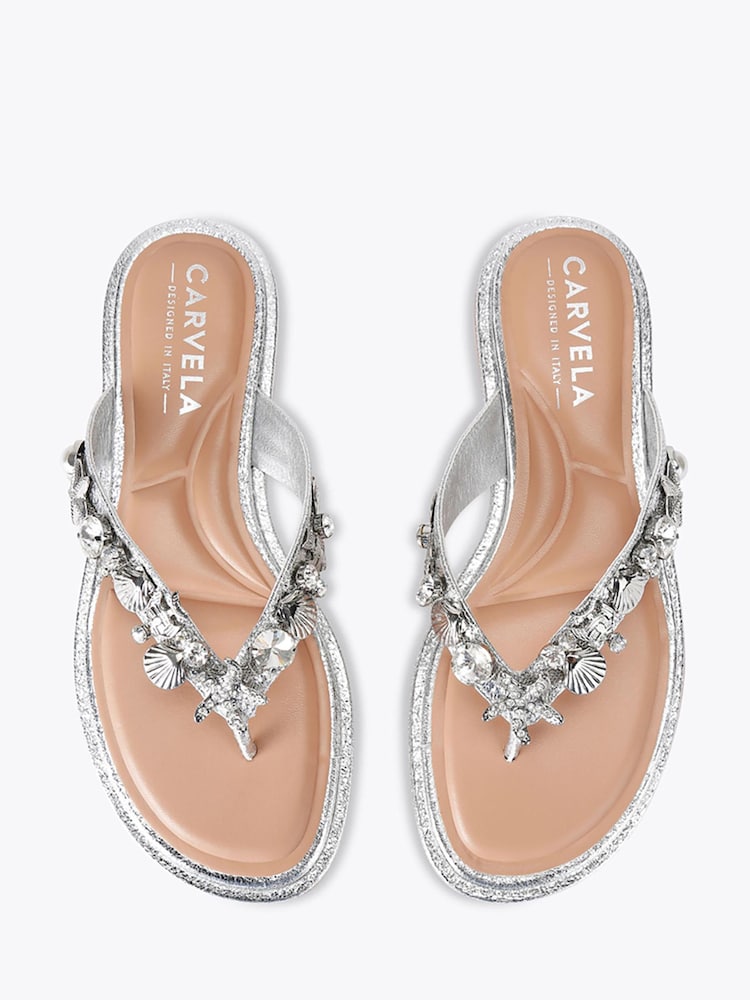 Carvela Silver Marina Flat Sandals - Image 1 of 3 Carvela Silver Marina Flat Sandals - Image 1 of 3