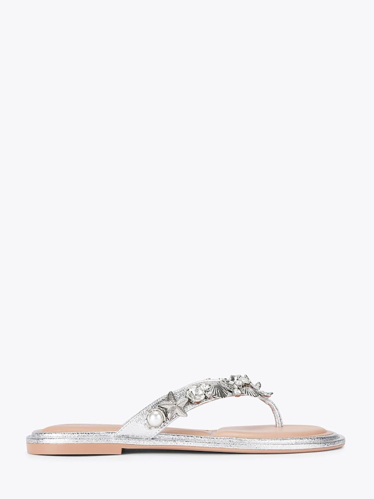 Carvela Silver Marina Flat Sandals - Image 2 of 4 Carvela Silver Marina Flat Sandals - Image 2 of 4