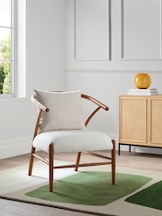 Jasper Conran London Walnut and Natural Flannel Bray Accent Chair - Image 1 of 7