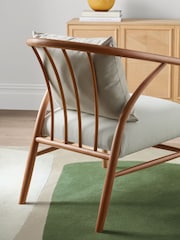 Jasper Conran London Walnut and Natural Flannel Bray Accent Chair - Image 2 of 7