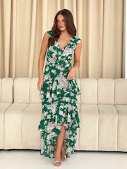 Girl In Mind Green Marcela Frill Detail Maxi Dress - Image 2 of 4