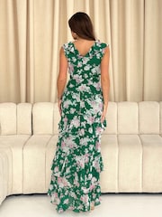 Girl In Mind Green Marcela Frill Detail Maxi Dress - Image 4 of 4