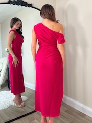 Girl In Mind Pink Donna Asymetric neckline Midi Dress - Image 4 of 4