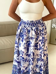 Girl In Mind Blue Beatrice Belted Midi Skirt - Image 3 of 4