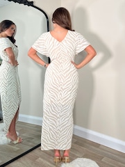 Girl In Mind Natural Preslee Zebra Print Midi Dress - Image 4 of 4