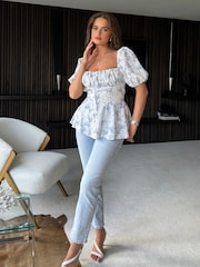 Girl In Mind White White Jemima Square Neck Top - Image 1 of 4